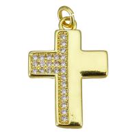 Cubic Zirconia Micro Pave Brass Pendant Cross gold color plated micro pave cubic zirconia Approx 2.5mm Sold By Lot