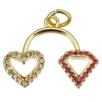 Cubic Zirconia Micro Pave Brass Pendant gold color plated micro pave cubic zirconia & hollow Approx 3.5mm Sold By Lot