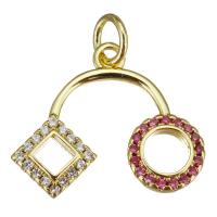 Cubic Zirconia Micro Pave Brass Pendant gold color plated micro pave cubic zirconia & hollow Approx 3.5mm Sold By Lot