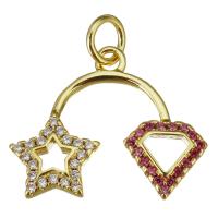 Cubic Zirconia Micro Pave Brass Pendant gold color plated micro pave cubic zirconia & hollow Approx 3.5mm Sold By Lot