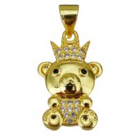 Cubic Zirconia Micro Pave Brass Pendant Bear gold color plated micro pave cubic zirconia Approx 3.5mm Sold By Lot