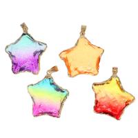 Crystal Hangers, Messing, met Kristal, Ster, kleurrijke vergulde, meer kleuren voor de keuze, 38x33x10mm, Verkocht door PC