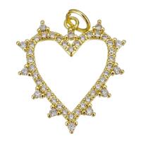 Cubic Zirconia Micro Pave Brass Pendant Heart gold color plated micro pave cubic zirconia & hollow Approx 3.5mm Sold By Lot