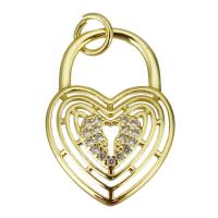 Cubic Zirconia Micro Pave Brass Pendant Heart gold color plated micro pave cubic zirconia Approx 3mm Sold By Lot