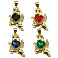 Cubic Zirconia Micro Pave Brass Pendant Bear gold color plated micro pave cubic zirconia Approx 3.5mm Sold By Lot