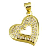 Cubic Zirconia Micro Pave Brass Pendant Heart gold color plated micro pave cubic zirconia & hollow Approx 3.5mm Sold By Lot