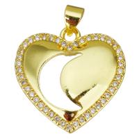 Cubic Zirconia Micro Pave Brass Pendant Heart gold color plated micro pave cubic zirconia & hollow Approx 3.5mm Sold By Lot