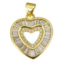 Cubic Zirconia Micro Pave Brass Pendant Heart gold color plated micro pave cubic zirconia & hollow Approx 3.5mm Sold By Lot