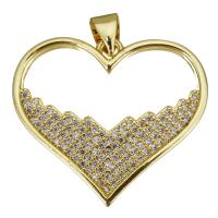 Cubic Zirconia Micro Pave Brass Pendant Heart gold color plated micro pave cubic zirconia & hollow Approx 3.5mm Sold By Lot