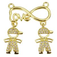 Cubic Zirconia Micro Pave Brass Connector gold color plated micro pave cubic zirconia & hollow  Approx 1.5mm Sold By Lot