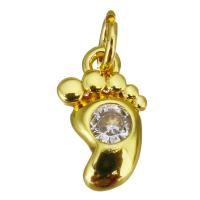 Μενταγιόν Cubic Zirconia (CZ) Brass, Ορείχαλκος, Πόδι, χρώμα επίχρυσο, μικρο ανοίξει κυβικά ζιρκονία, 6x10x2mm, Τρύπα:Περίπου 2.5mm, 10PCs/Παρτίδα, Sold Με Παρτίδα