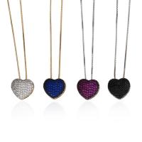 Cubic Zircon Micro bane messing halskæde, Heart, forgyldt, mode smykker & Unisex & Micro Pave cubic zirconia, flere farver til valg, nikkel, bly & cadmium fri, Længde 19.69 inch, Solgt af PC