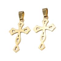 Nerūdijančio plieno Cross Pakabukai, Nerūdijantis plienas, Kirsti, Pasidaryk pats, aukso, 38x24x1mm, Pardavė PC