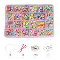 Kinderen DIY String parels Set, Acryl, met Crystal Thread & Hars & Ijzer, gemengde kleuren, Verkocht door Stel