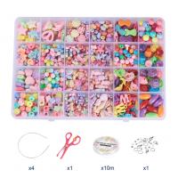 Kinderen DIY String parels Set, Acryl, met Crystal Thread & Ijzer, gemengde kleuren, Verkocht door Stel