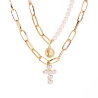 Collana Multi strato, lega in zinco, with perla, placcato, unisex, dorato, Venduto da set