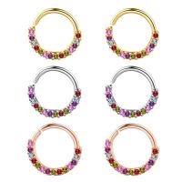 Joyería de Piercing nariz de latón, metal, chapado, unisexo & con circonia cúbica, más colores para la opción, libre de níquel, plomo & cadmio, 0.80x8mm, Vendido por UD