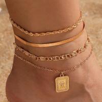 Sinc Alloy Anklet, plátáilte, 4 phíosa & multilayer & do bhean, órga, Fad 27 cm, Díolta De réir Socraigh