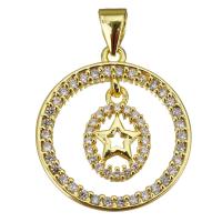 Cubic Zirconia Micro Pave Brass Pendant Round gold color plated micro pave cubic zirconia & hollow Approx 3.5mm Sold By Lot