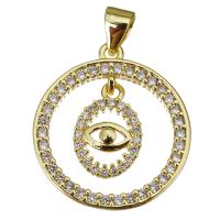 Cubic Zirconia Micro Pave Brass Pendant Round gold color plated micro pave cubic zirconia & hollow Approx 3.5mm Sold By Lot