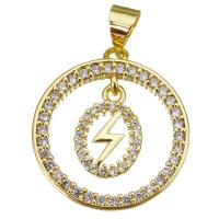 Cubic Zirconia Micro Pave Brass Pendant Round gold color plated micro pave cubic zirconia & hollow Approx 3.5mm Sold By Lot