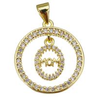 Cubic Zirconia Micro Pave Brass Pendant Round gold color plated micro pave cubic zirconia & hollow Approx 3.5mm Sold By Lot