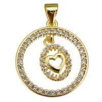 Cubic Zirconia Micro Pave Brass Pendant Round gold color plated micro pave cubic zirconia & hollow Approx 3.5mm Sold By Lot