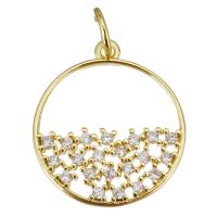 Cubic Zirconia Micro Pave Brass Pendant Round gold color plated micro pave cubic zirconia & hollow Approx 3.5mm Sold By Lot