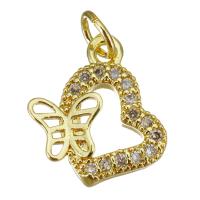 Cubic Zirconia Micro Pave Brass Pendant Heart gold color plated micro pave cubic zirconia & hollow Approx 3.5mm Sold By Lot