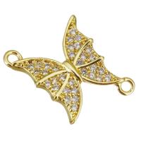 Cubic Zirconia Micro Pave Brass Connector Butterfly gold color plated micro pave cubic zirconia & 1/1 loop Approx 1.5mm Sold By Lot