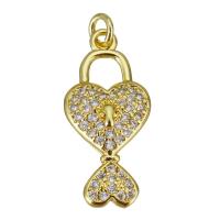 Cubic Zirconia Micro Pave Brass Pendant Heart gold color plated micro pave cubic zirconia Approx 2.5mm Sold By Lot