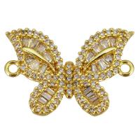 Cubic Zirconia Micro Pave Brass Connector Butterfly gold color plated micro pave cubic zirconia & 1/1 loop Approx 1.5mm Sold By Lot