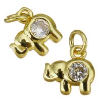 Μενταγιόν Cubic Zirconia (CZ) Brass, Ορείχαλκος, Ελέφαντας, χρώμα επίχρυσο, μικρο ανοίξει κυβικά ζιρκονία, 8x8x2mm, Τρύπα:Περίπου 2.5mm, 20PCs/Παρτίδα, Sold Με Παρτίδα