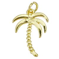 Messing Schmuck Anhänger, Palm Tree, goldfarben plattiert, DIY, 12x17x1.50mm, Bohrung:ca. 2.5mm, 20PCs/Menge, verkauft von Menge