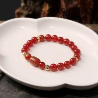 Red Agate Armband, med Grön Agat, 14K guldfyllt, Unisex, 8mm,11*14mm,14-16cm, Säljs av Strand