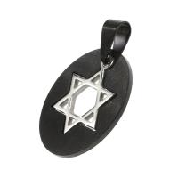 Bijoux pendentifs en acier inoxydable , noire, 26x21x1mm, Vendu par PC