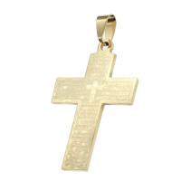 Nerezová ocel Cross Přívěsky, Nerez, Kříž, zlatý, 43x30x1mm, Prodáno By PC