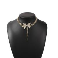 Mode Choker Ketting, Zinc Alloy, Vlinder, voor vrouw & met strass, meer kleuren voor de keuze, 44x33mm, Lengte 39 cm, Verkocht door PC