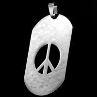 Rustfrit stål smykker Vedhæng, Stainless Steel, Peace Logo, oprindelige farve, 38x22x1mm, Solgt af PC