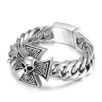 Titanium Staal Armband, Skull Cross, mode sieraden & kinketting & voor de mens, oorspronkelijke kleur, Verkocht door PC