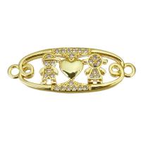 Cubic Zirconia Micro Pave Brass Connector gold color plated micro pave cubic zirconia & hollow Approx 1.5mm Sold By Lot