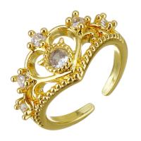 ottone Anelli Cuff, placcato color oro, Regolabile & Micro spianare cubic zirconia, 12.50mm, 10PC/lotto, Venduto da lotto