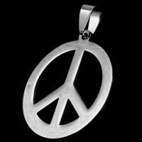 Stainless Steel korut Riipukset, Ruostumaton teräs, Peace Logo, alkuperäinen väri, 33x30x1mm, Myymät PC