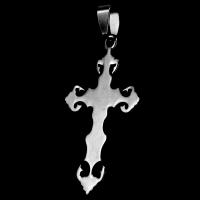 Nerūdijančio plieno Cross Pakabukai, Nerūdijantis plienas, Kirsti, Originali spalva, 42x24x1mm, Pardavė PC