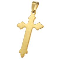 Nerezová ocel Cross Přívěsky, Nerez, Kříž, zlatý, 43x21x1mm, Prodáno By PC