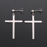 Titanium Stål Drop Earring, Kryds, forgyldt, mode smykker & Unisex, flere farver til valg, 0.8x11x23x33mm, Solgt af PC