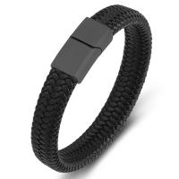 cuir PU bracelet, acier inoxydable fermoir magnétique, bracelet tressé & normes différentes pour le choix & pour homme, plus de couleurs à choisir, 12X16mm, Vendu par PC