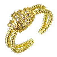 Kubieke Circonia Micro Pave Brass Ring, Messing, gold plated, Verstelbare & micro pave zirconia, 7.50mm, Maat:7, 10pC's/Lot, Verkocht door Lot