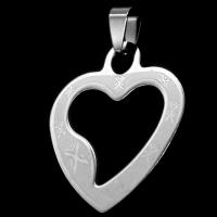 Rustfrit stål Heart Vedhæng, Stainless Steel, oprindelige farve, 33x30x1mm, Solgt af PC