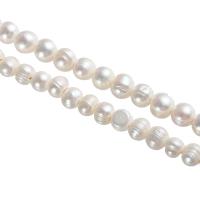 Grânulos pérolas cultivads de água doce, Pérolas de água doce, Batata, naturais, branco, 9-10mm, Buraco:Aprox 2.5mm, vendido para Aprox 14.5 inchaltura Strand